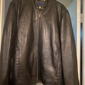 Cole Haan Black LEATHER Jacket with Streamlined Design